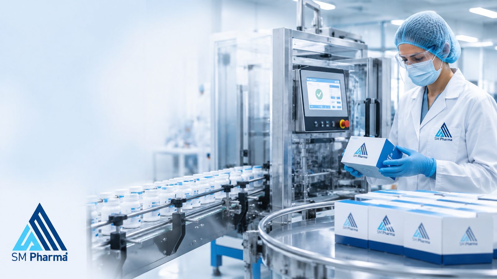 Linea di produzione e riconfezionamento farmaci SM Pharma